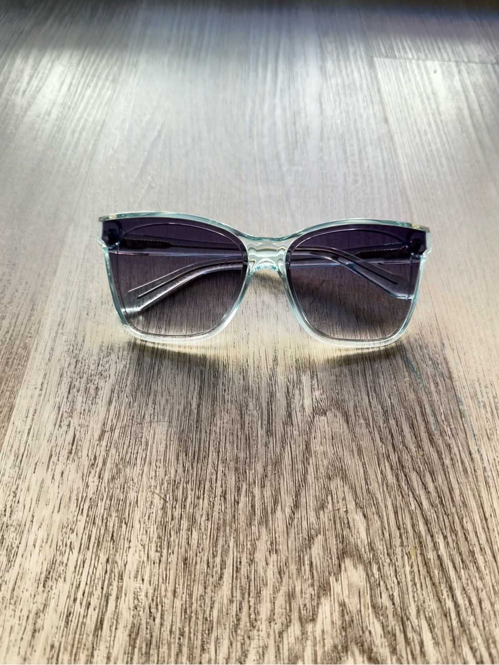 quay australia after party clear blue oversized square sunglasses eyewear NEW